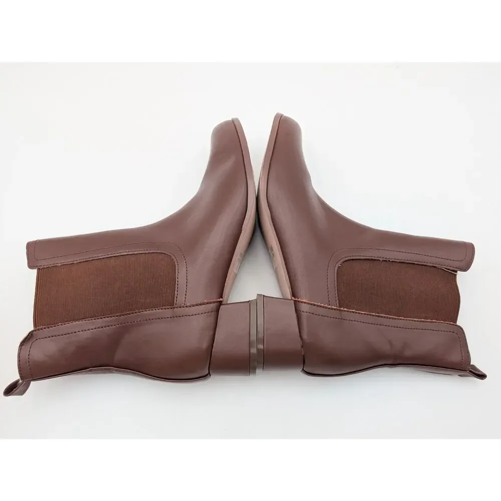 Chase + Chloe Junie Ankle Boots Elastic Panel Women's Cognac Brown Sz US8.5 EU39